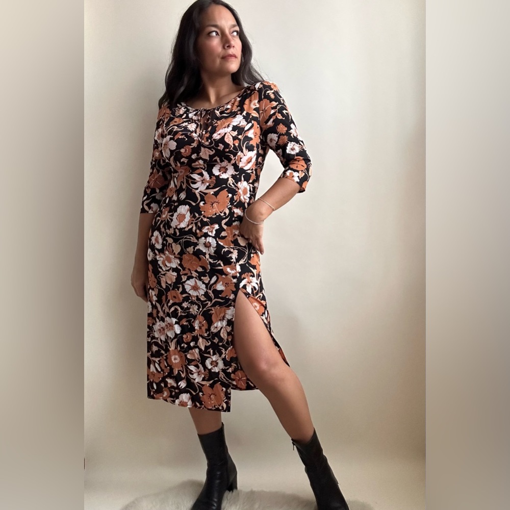 For Love & Lemons silk blend floral dress with slit